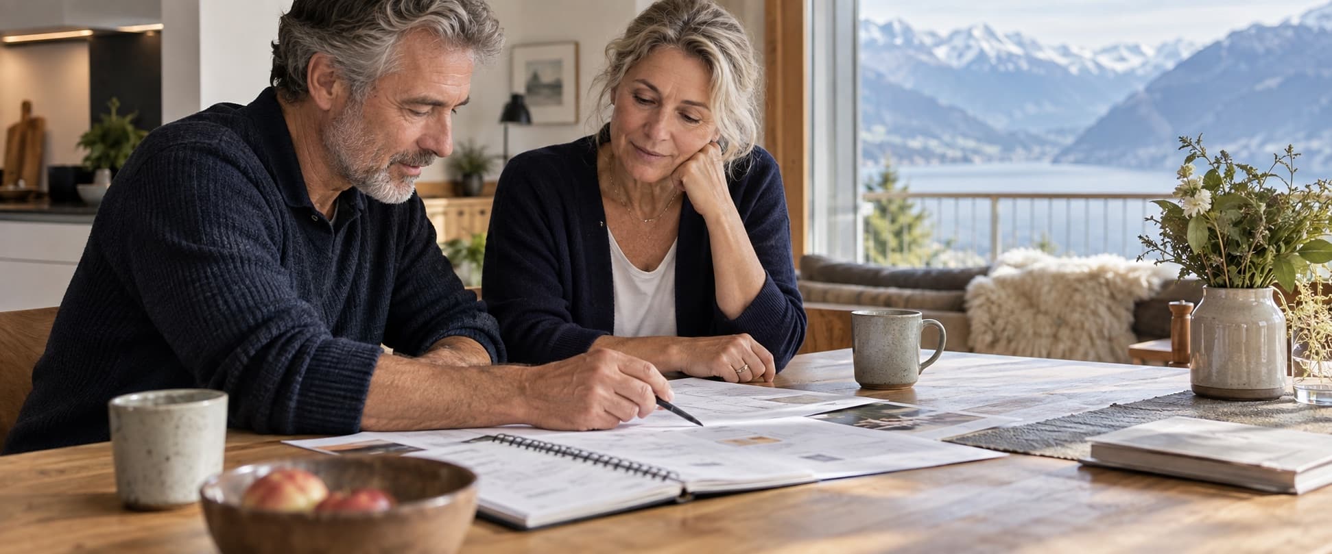 Paar bespricht gemeinsam seine Pläne für die Pension